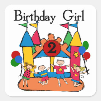Pegatina Cuadrada Gran Chica  2º cumpleaños camisetas y regalos