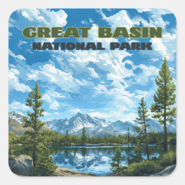 Pegatina Cuadrada Gran Cuenca Parque Nacional Nevada Pico de Ruedas