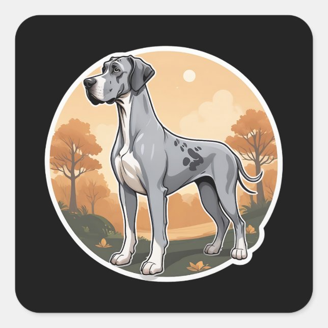 Pegatina Cuadrada Gran danés (Anverso)