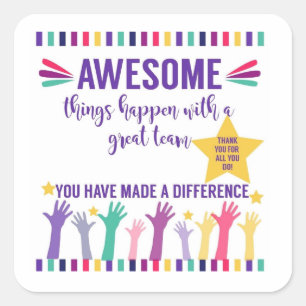 Pegatina Cuadrada gran equipo increíble