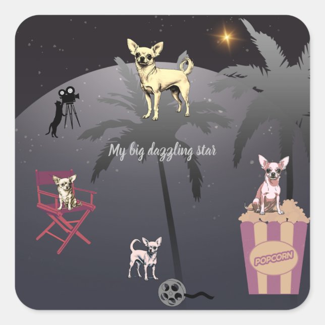 Pegatina Cuadrada Gran estrella deslumbrante (Anverso)