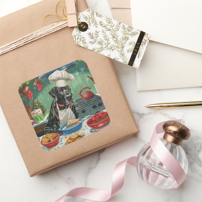 Pegatina Cuadrada Gran Fiesta de Danés: Navidades festivos (Regalar)