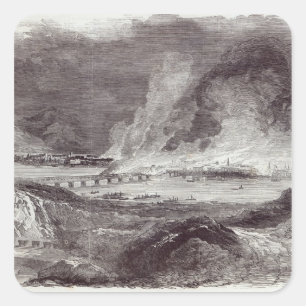 Pegatina Cuadrada Gran fuego en Pittsburgh