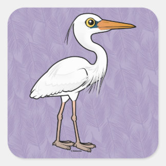 Pegatina Cuadrada Gran garza blanca
