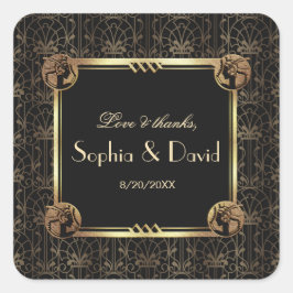 Pegatina Cuadrada Gran Gatsby Art Deco Boda