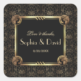Pegatina Cuadrada Gran Gatsby Art Deco Boda