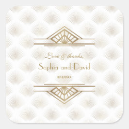 Pegatina Cuadrada Gran Gatsby de oro encantador Boda Art Deco de los