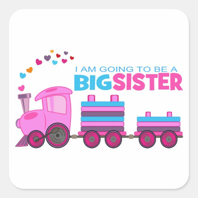 Pegatina Cuadrada Gran Hermana del Tren Rosa (Anverso)