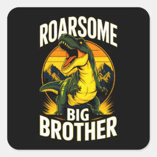 Pegatina Cuadrada Gran Hermano de Dinosaurio Roaroso