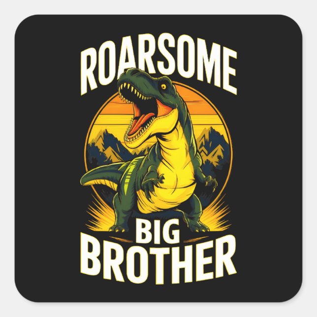 Pegatina Cuadrada Gran Hermano de Dinosaurio Roaroso (Anverso)