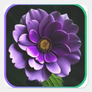 Pegatina Cuadrada Gran Hermoso Diseño Artístico Rosa Púrpura
