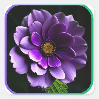 Pegatina Cuadrada Gran Hermoso Diseño Artístico Rosa Púrpura