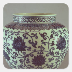Pegatina Cuadrada Gran jarrón azul y blanco Ming