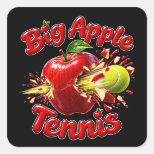 Pegatina Cuadrada Gran Manzana de Tenis - Torneo de Tenis de Nueva Y