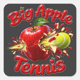 Pegatina Cuadrada Gran Manzana de Tenis - Torneo de Tenis de Nueva Y