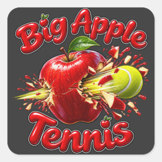 Pegatina Cuadrada Gran Manzana de Tenis - Torneo de Tenis de Nueva Y