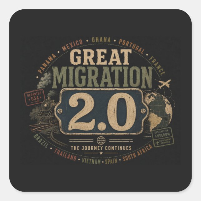 Pegatina Cuadrada Gran Migración 2.0 (Anverso)