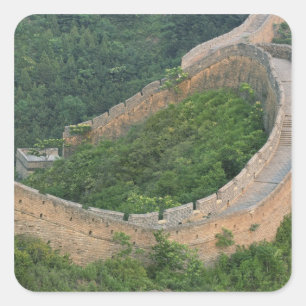 Pegatina Cuadrada Gran Muralla China en Jinshanling, China.