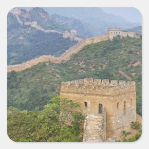 Pegatina Cuadrada Gran Muralla China en Jinshanling, China. 2
