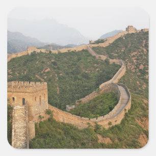 Pegatina Cuadrada Gran Muralla China en Jinshanling, China, Asia