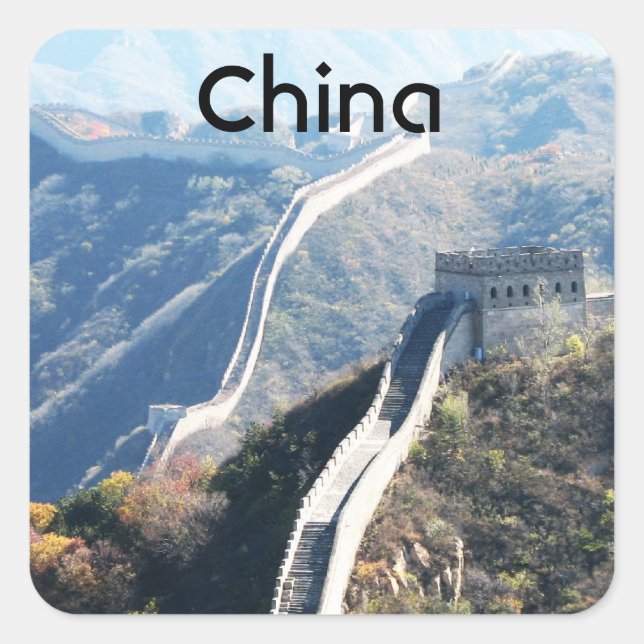 Pegatina Cuadrada Gran Muralla de China (Anverso)