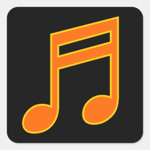 Pegatina Cuadrada Gran Naranja y nota musical amarilla