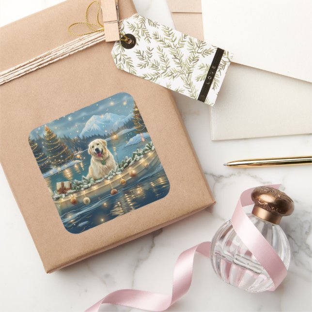 Pegatina Cuadrada Gran Navidad de los Pirineos Festividad (Regalar)