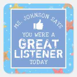 Pegatina Cuadrada Gran Oyente | Profesores Personalizados