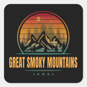 Pegatina Cuadrada Gran Parque Nacional de Montañas Humeantes