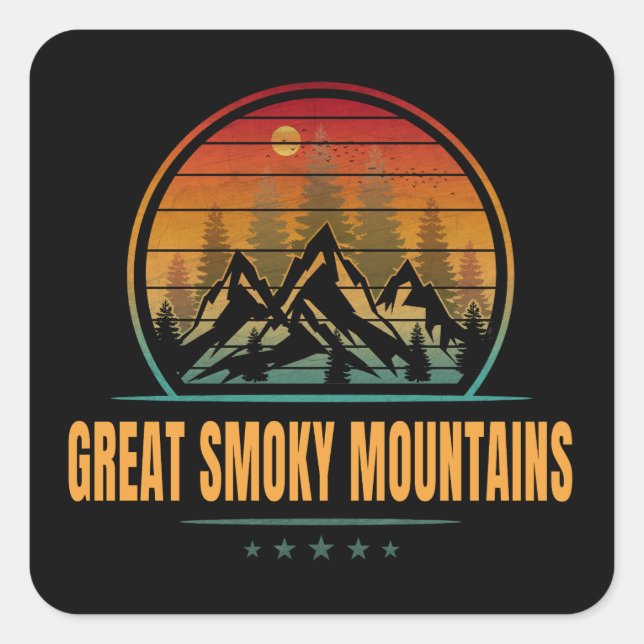 Pegatina Cuadrada Gran Parque Nacional de Montañas Humeantes (Anverso)