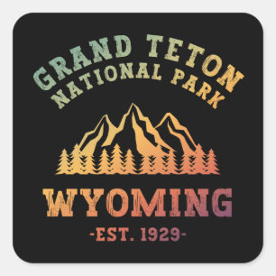 Pegatina Cuadrada Gran Parque Nacional Teton Gradiente Wyoming USA
