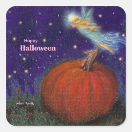 Pegatina Cuadrada Gran Personalizado de calabaza Halloween