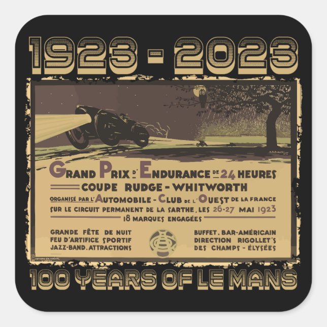 Pegatina Cuadrada Gran Premio de Francia 24 horas de Le Mans GT7 (Anverso)