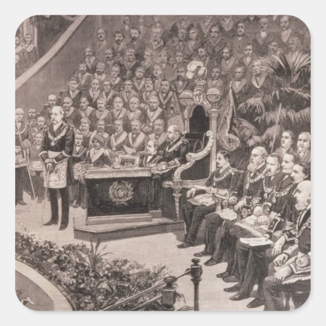 Pegatina Cuadrada Gran reunión masónica en el Alberto Real (Anverso)