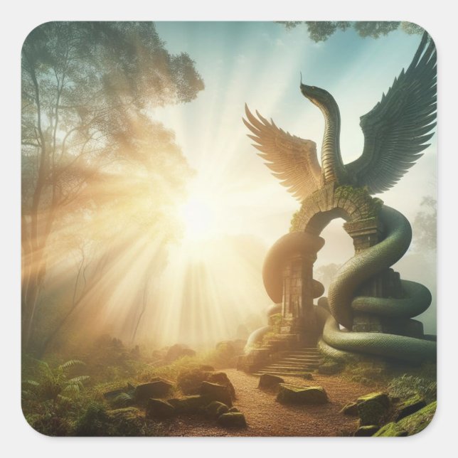 Pegatina Cuadrada Gran serpiente con alas (Anverso)