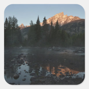 Pegatina Cuadrada Grand Teton Sunrise en Cottonwood Creek