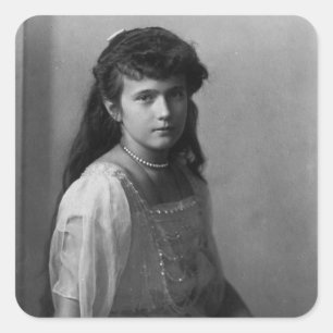 Pegatina Cuadrada Grande duquesa Anastasia Nikolaevna de Rusia