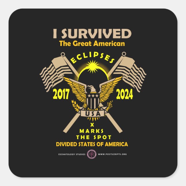 Pegatina Cuadrada Grandes Eclipses Estadounidenses (Anverso)