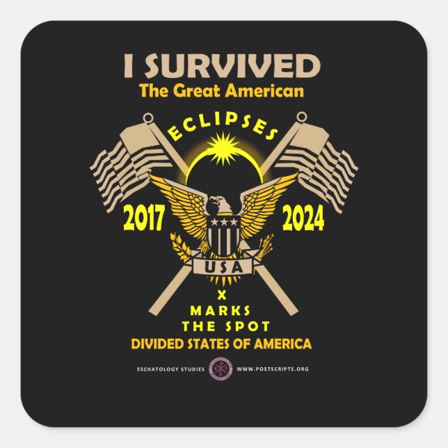 Pegatina Cuadrada Grandes Eclipses Estadounidenses (Anverso)