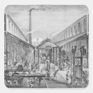 Pegatina Cuadrada Grandes industrias, talleres de construcción