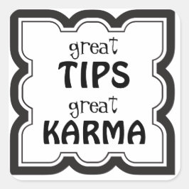 Pegatina Cuadrada Grandes propinas Gran punta de karma Jar