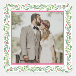 Pegatina Cuadrada Grandmillennial Evergreen Swag | Foto