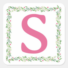 Pegatina Cuadrada Grandmillennial Evergreen Swag | Inicial