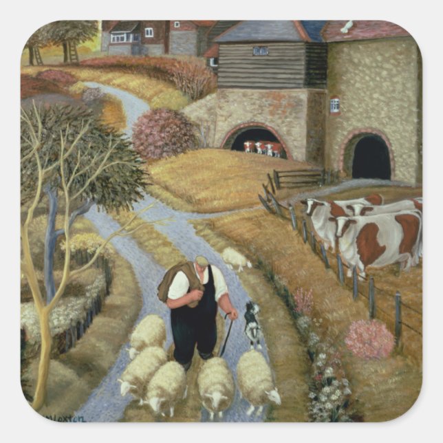 Pegatina Cuadrada Granja callejera francesa (Anverso)