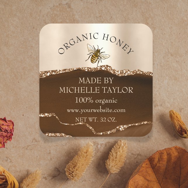 Pegatina Cuadrada Granja de abejas de abeja de apicultores Honeycomb (Subido por el creador)