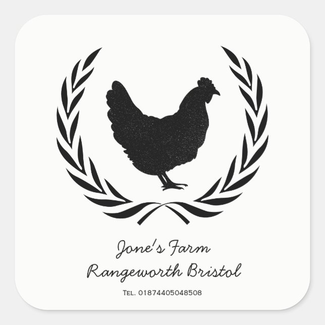 Pegatina Cuadrada Granja de cartón de huevos de gama libre de person (Anverso)