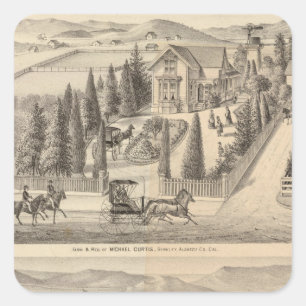 Pegatina Cuadrada Granja de Curtis, zona de Poirier