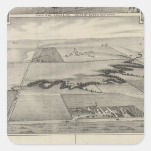 Pegatina Cuadrada Granja de la acción del valle de la ceniza,