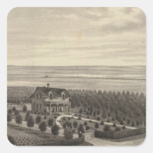 Pegatina Cuadrada Granja de la arboleda, heno ciudad, Kansas