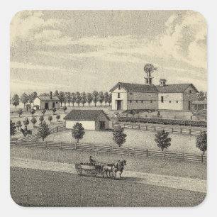 Pegatina Cuadrada Granja de McDonald, Nebraska